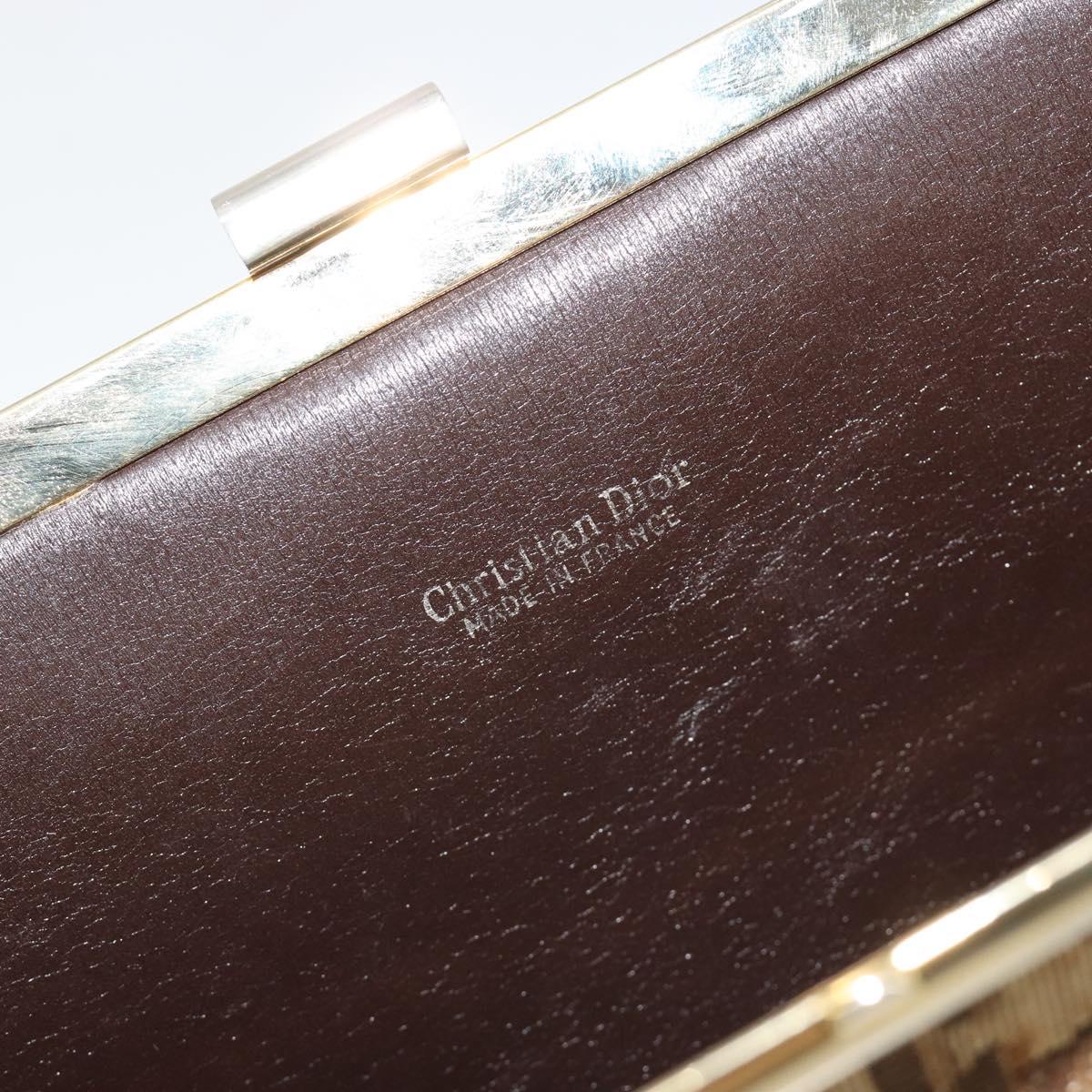 Christian Dior Trotter Canvas Clutch Bag Brown Gold Auth mr2734A