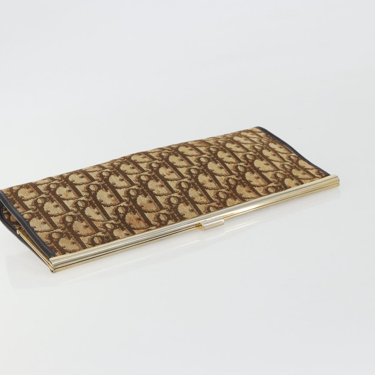 Christian Dior Trotter Canvas Clutch Bag Brown Gold Auth mr2734A