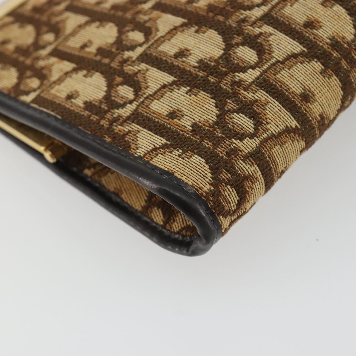 Christian Dior Trotter Canvas Clutch Bag Brown Gold Auth mr2734A
