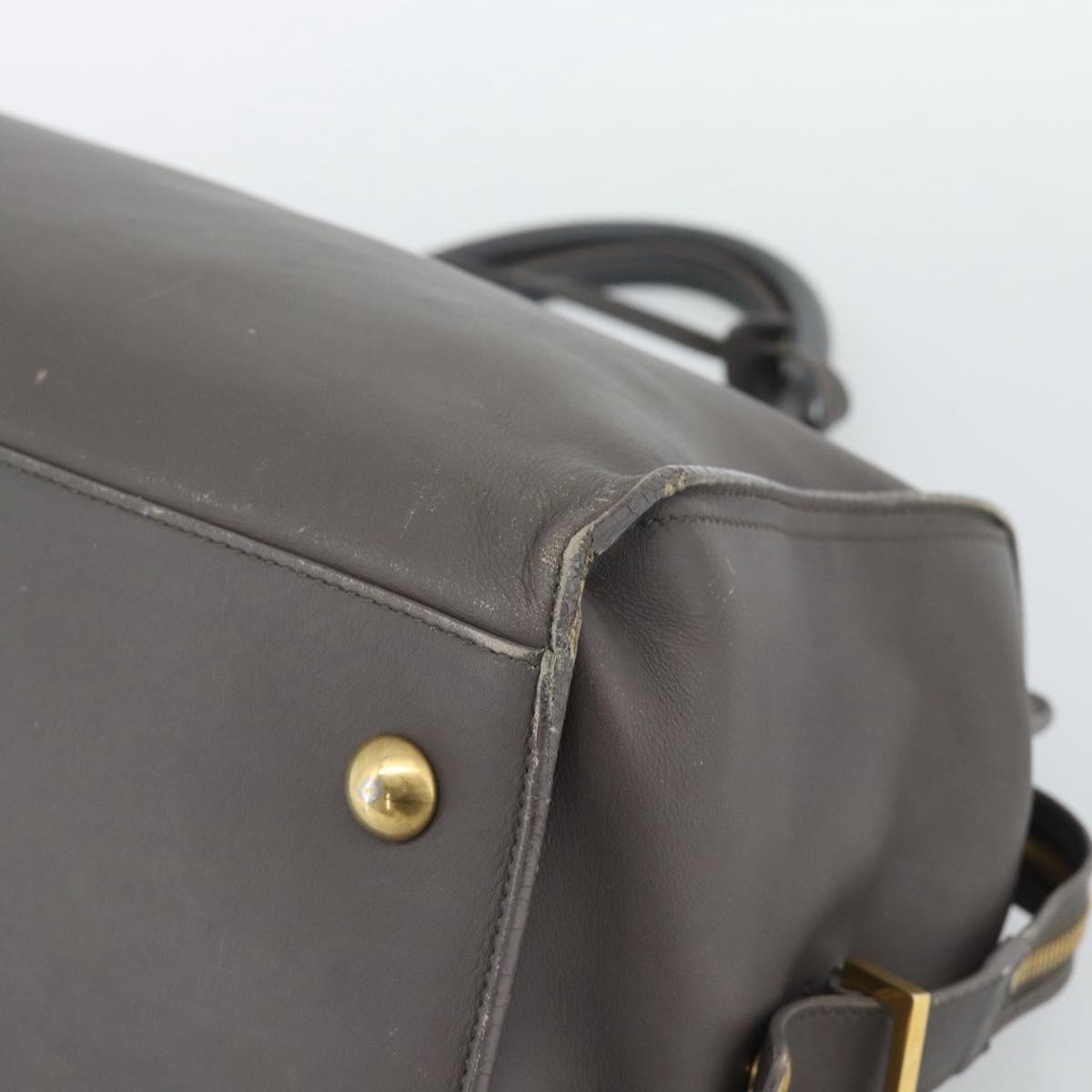 SAINT LAURENT Cabas Hand Bag Leather Gray Gold Auth mr2735A