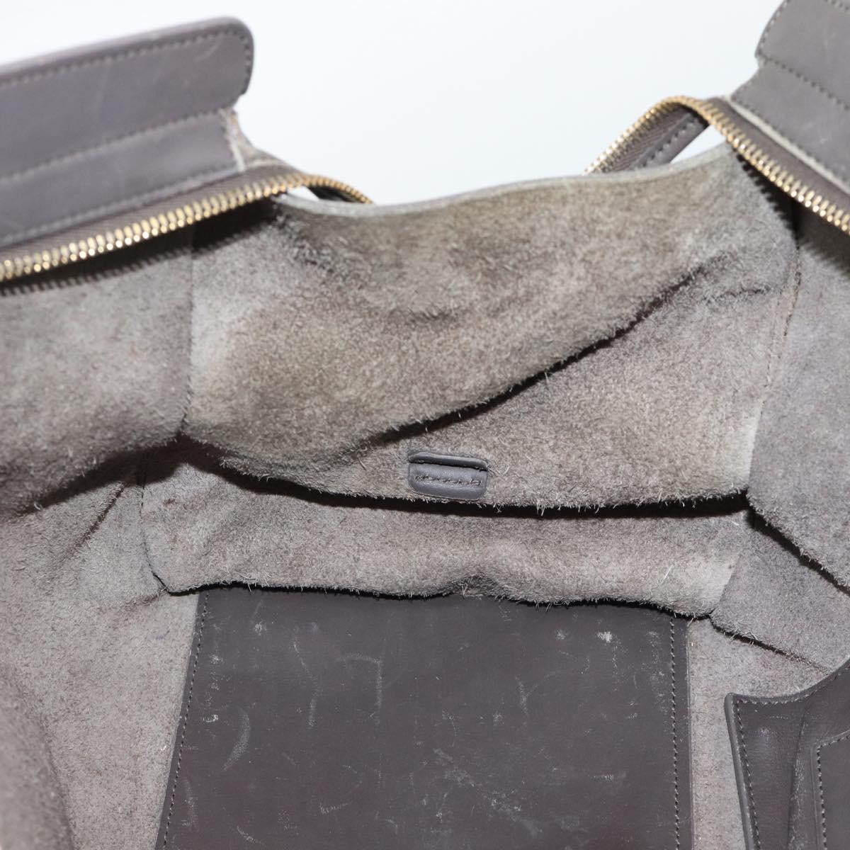 SAINT LAURENT Cabas Hand Bag Leather Gray Gold Auth mr2735A