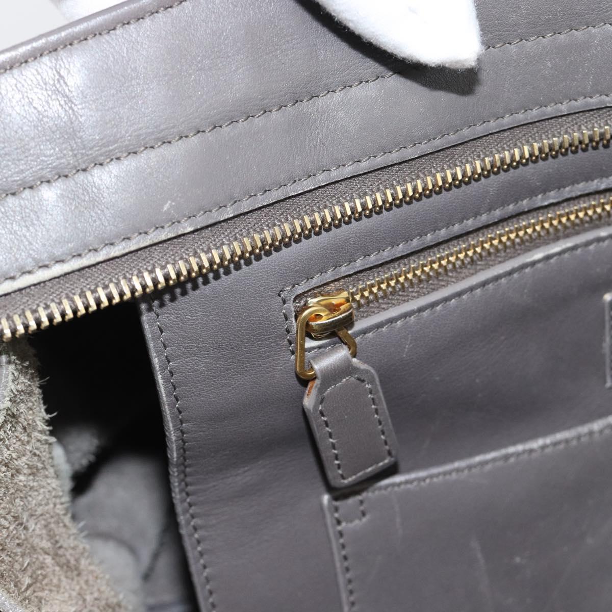 SAINT LAURENT Cabas Hand Bag Leather Gray Gold Auth mr2735A