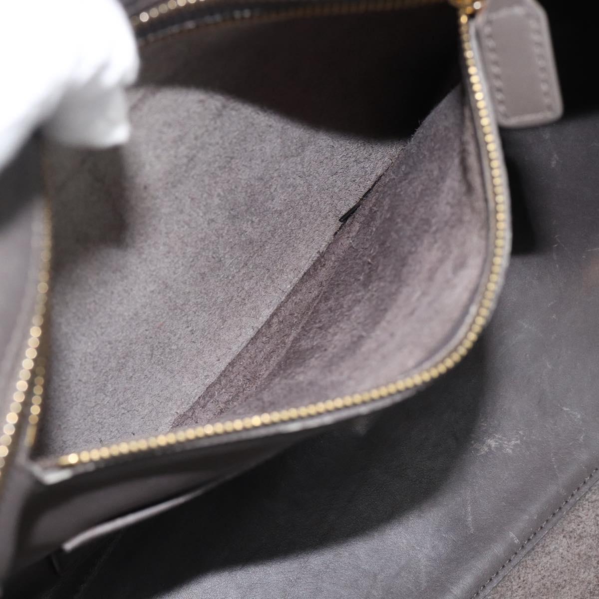 SAINT LAURENT Cabas Hand Bag Leather Gray Gold Auth mr2735A