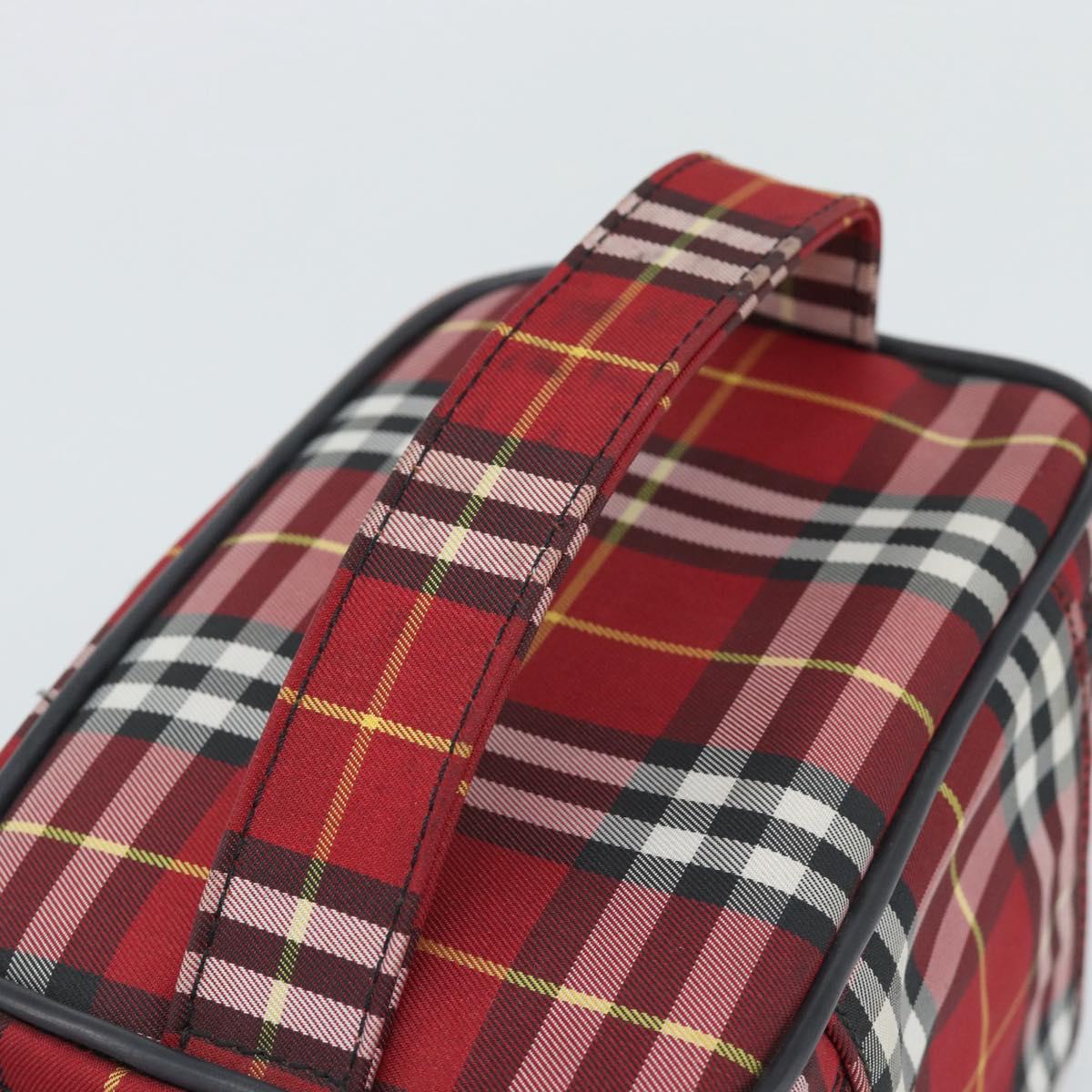 Burberrys Nova Check Vanity Hand Bag Canvas Red Silver Auth mr2736
