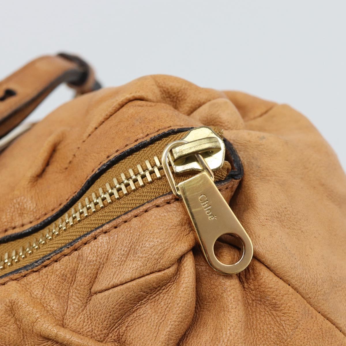Chloe Etel Shoulder Bag Leather 2way Brown Gold Auth mr2737