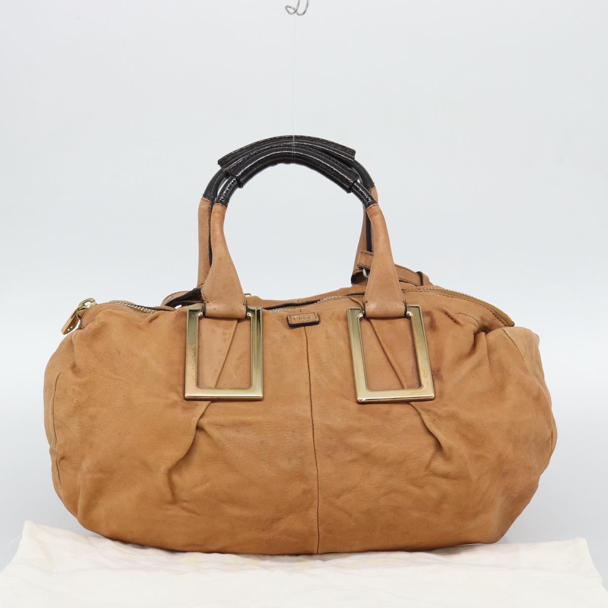 Chloe Etel Shoulder Bag Leather 2way Brown Gold Auth mr2737