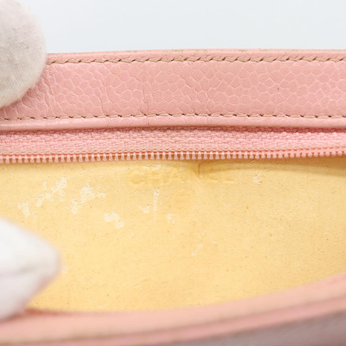 CHANEL Pouch Caviar Skin Pink Gold CC Auth mr2739