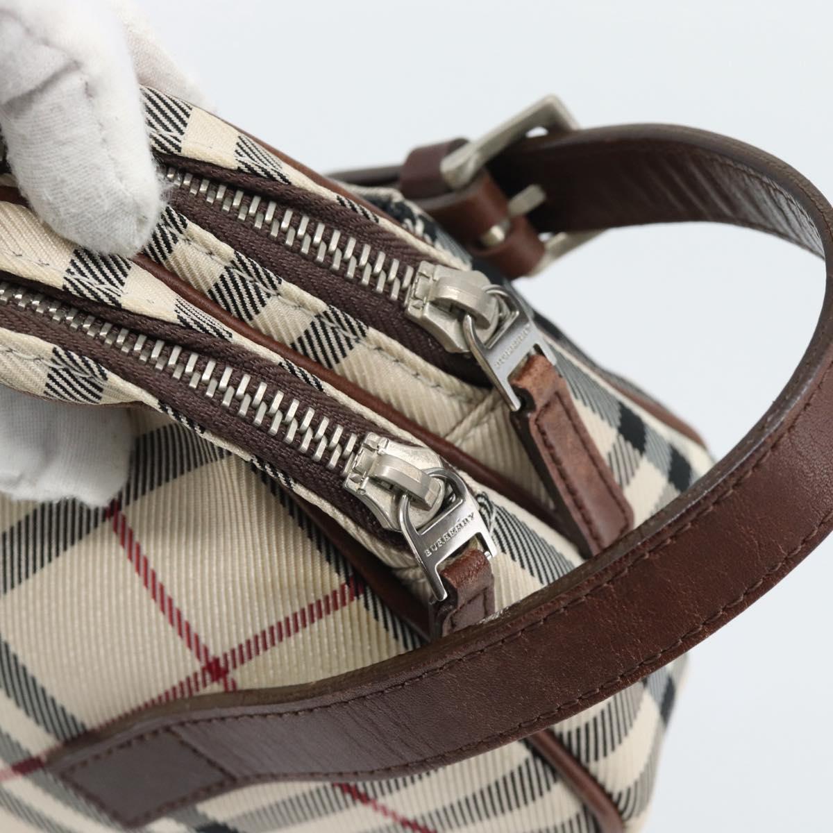 BURBERRY Nova Check Clutch Bag Canvas Beige Silver Auth mr2740