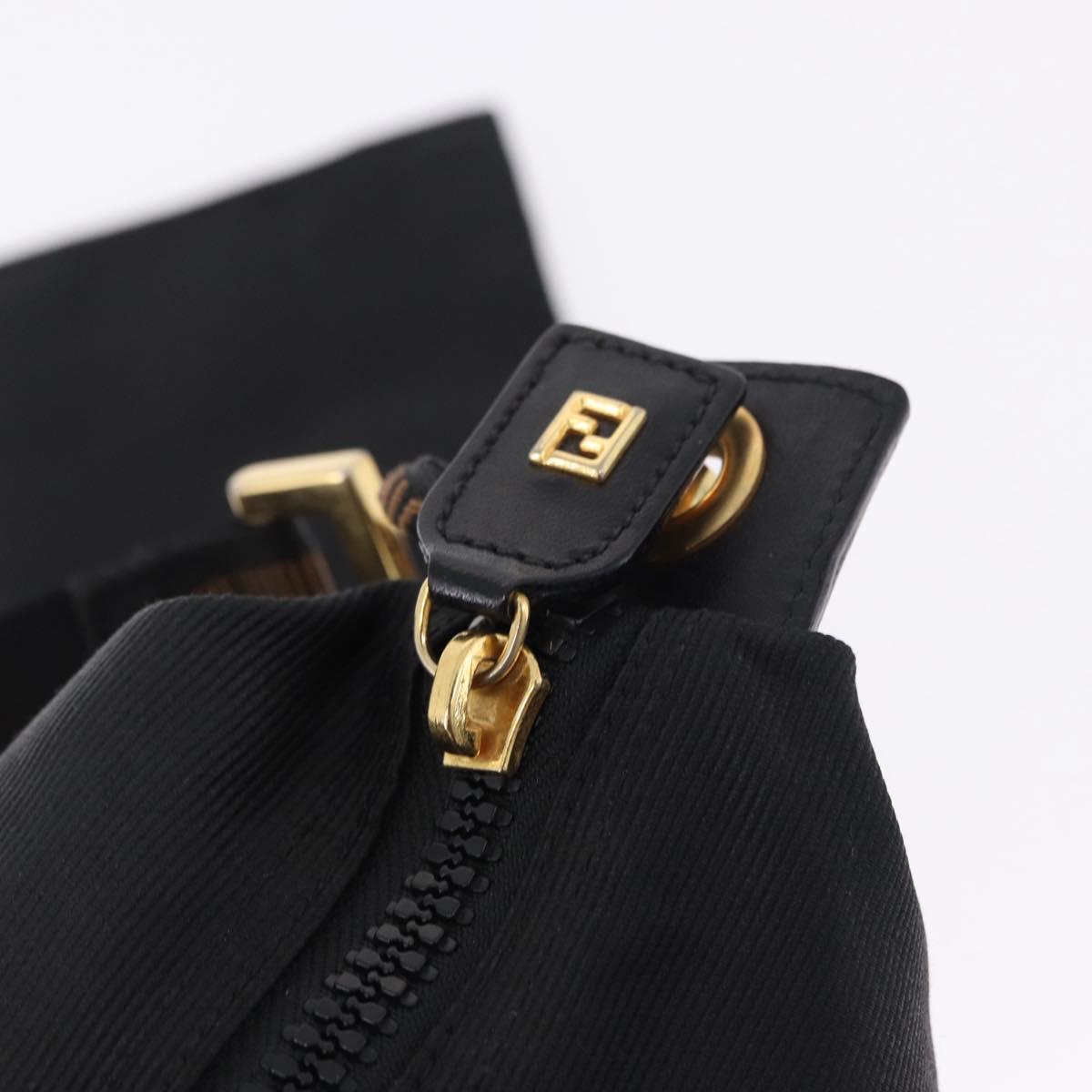 FENDI Shoulder Bag Canvas Black Gold Auth mr2741