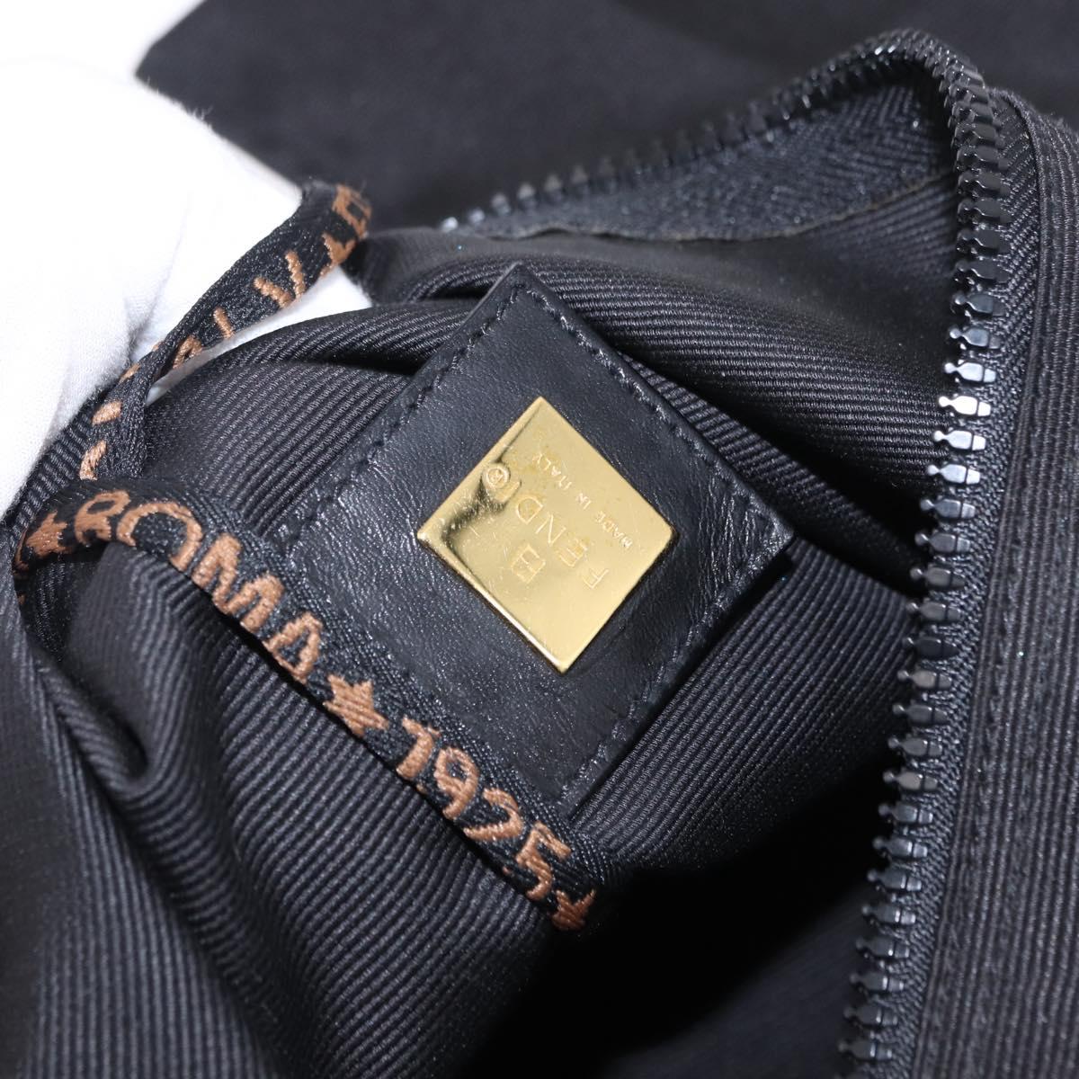 FENDI Shoulder Bag Canvas Black Gold Auth mr2741