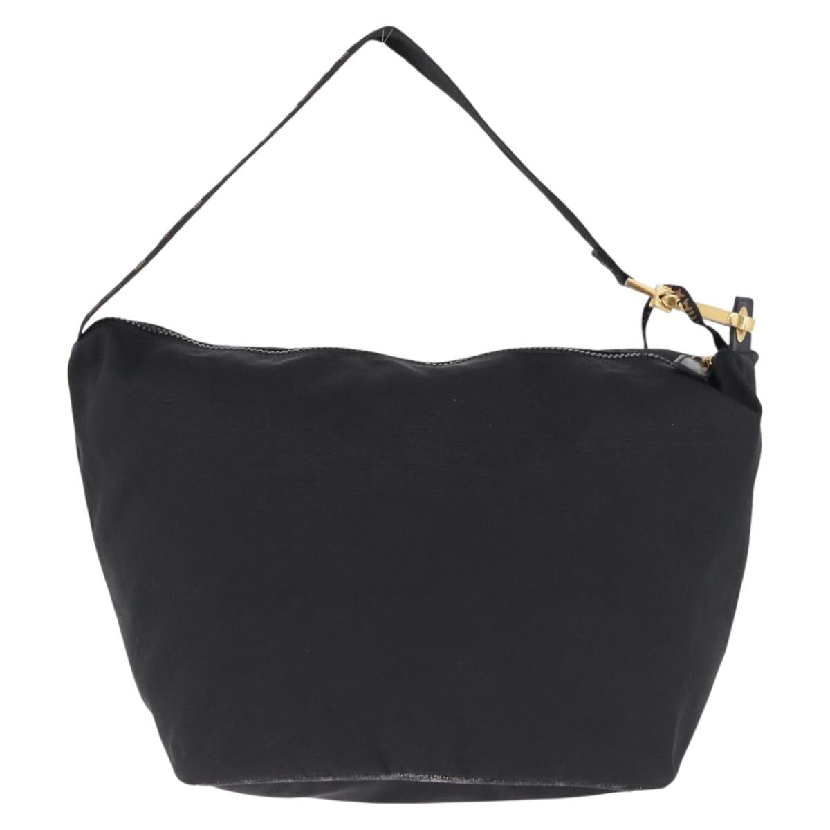 FENDI Shoulder Bag Canvas Black Gold Auth mr2741