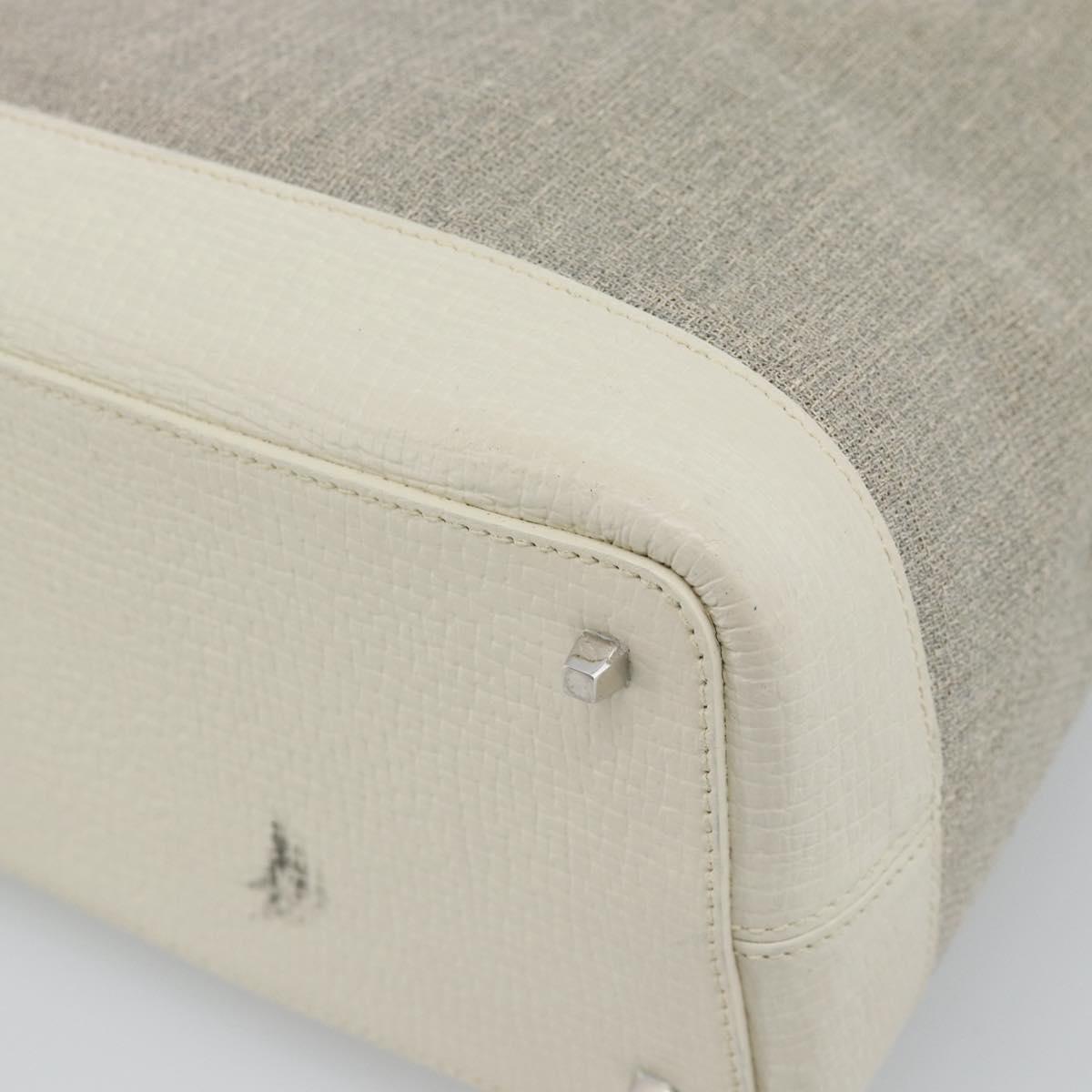 LOEWE Hand Bag Canvas Gray Silver Auth mr2742