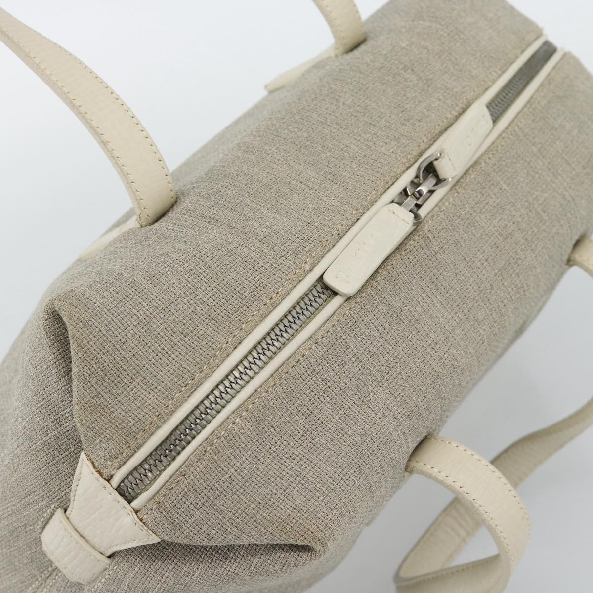 LOEWE Hand Bag Canvas Gray Silver Auth mr2742