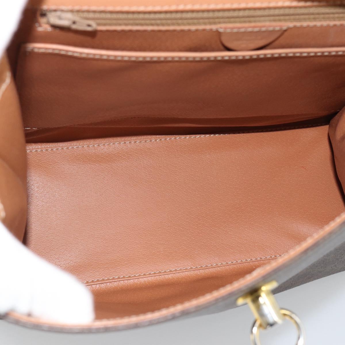 CELINE Macadam Canvas Hand Bag PVC Leather Brown Gold Auth mr2743