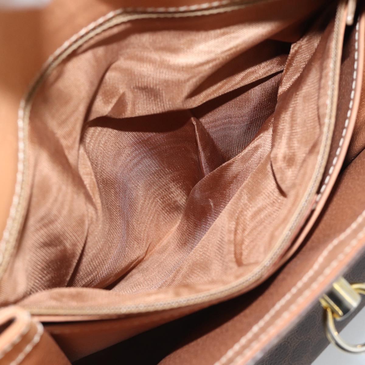 CELINE Macadam Canvas Hand Bag PVC Leather Brown Gold Auth mr2743