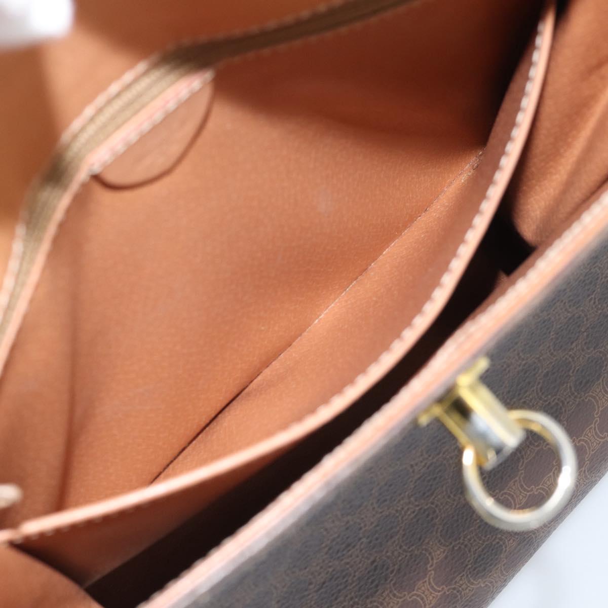 CELINE Macadam Canvas Hand Bag PVC Leather Brown Gold Auth mr2743