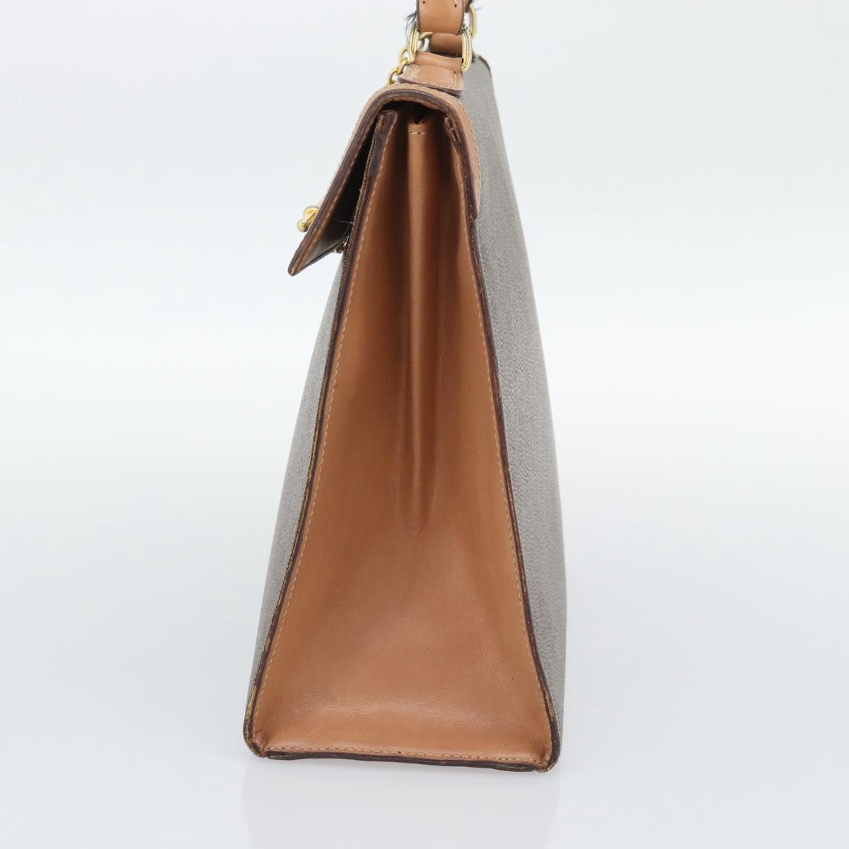 CELINE Macadam Canvas Hand Bag PVC Leather Brown Gold Auth mr2743