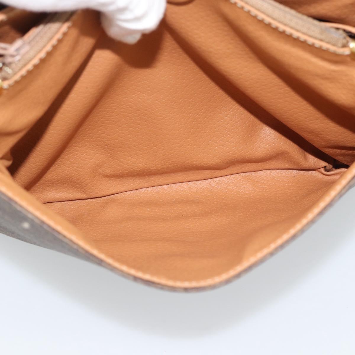 CELINE Macadam Canvas Shoulder Bag PVC Leather Brown Gold Auth mr2744A