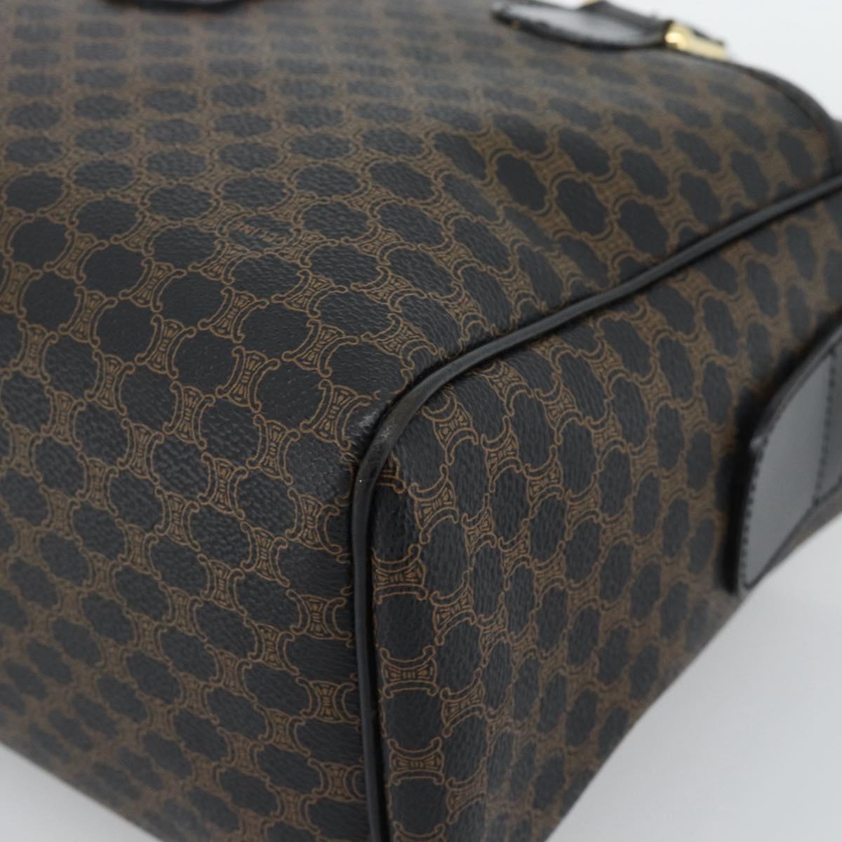CELINE Macadam Canvas Hand Bag PVC Leather Black Gold Auth mr2745A