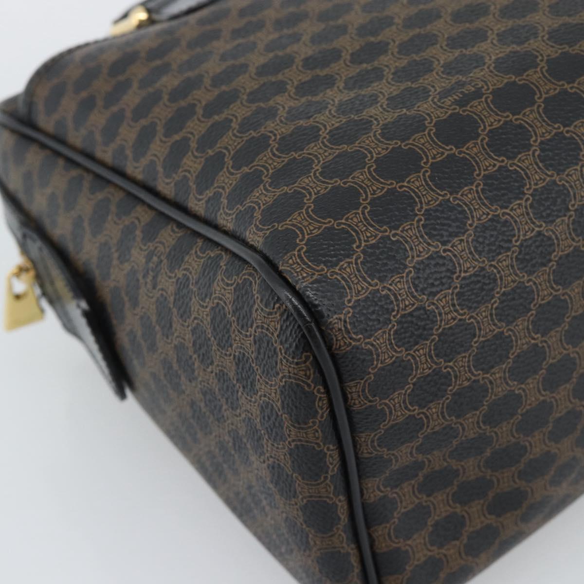 CELINE Macadam Canvas Hand Bag PVC Leather Black Gold Auth mr2745A