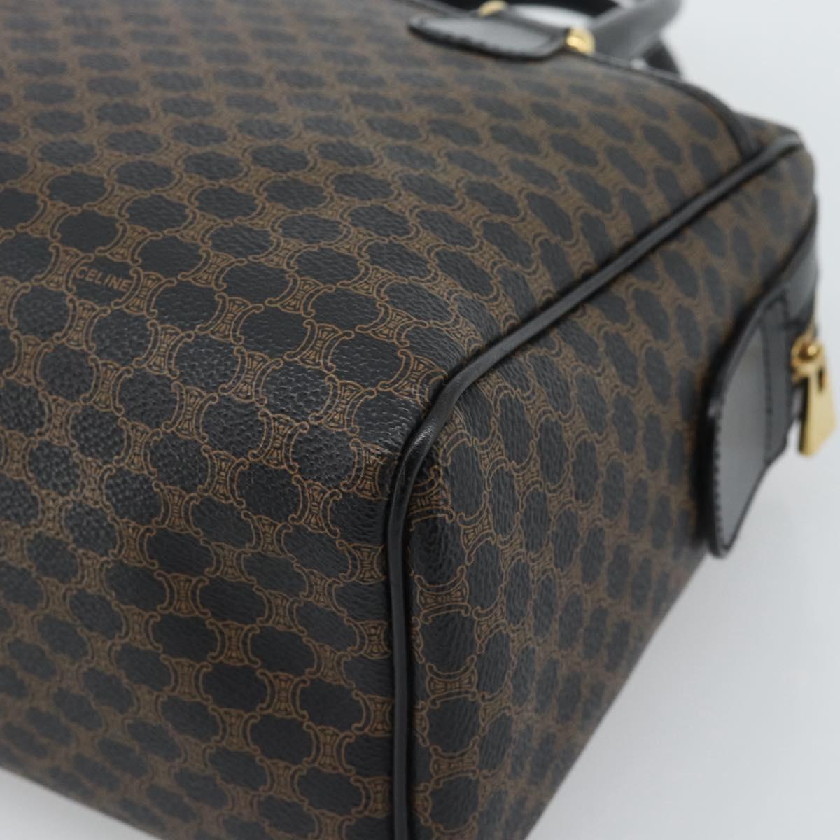 CELINE Macadam Canvas Hand Bag PVC Leather Black Gold Auth mr2745A