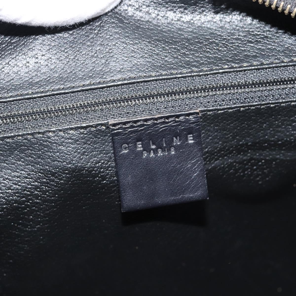 CELINE Macadam Canvas Hand Bag PVC Leather Black Gold Auth mr2745A