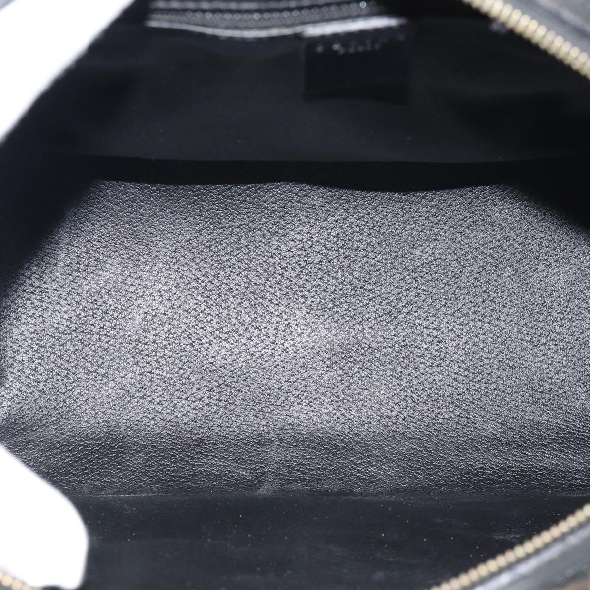 CELINE Macadam Canvas Hand Bag PVC Leather Black Gold Auth mr2745A
