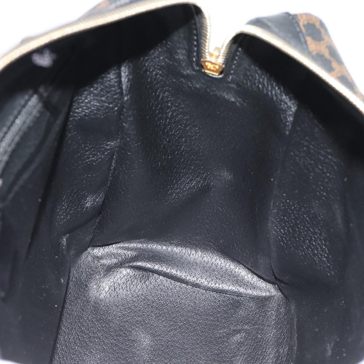 CELINE Macadam Canvas Hand Bag PVC Leather Black Gold Auth mr2745A