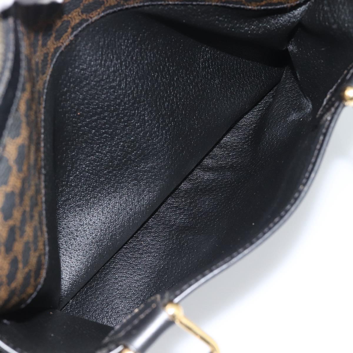 CELINE Macadam Canvas Hand Bag PVC Leather Black Gold Auth mr2745A