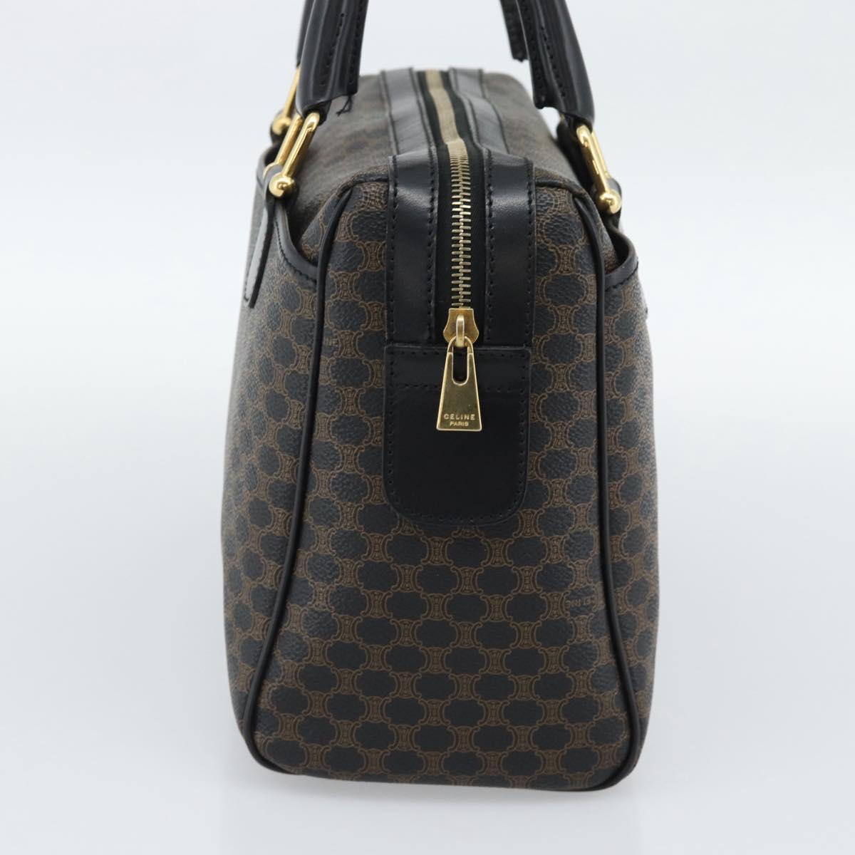 CELINE Macadam Canvas Hand Bag PVC Leather Black Gold Auth mr2745A
