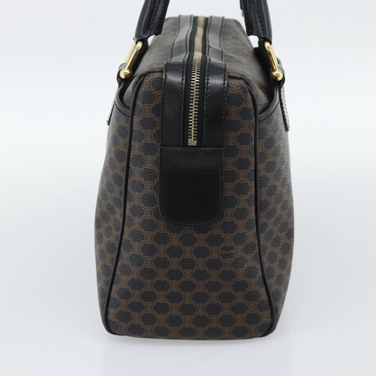 CELINE Macadam Canvas Hand Bag PVC Leather Black Gold Auth mr2745A