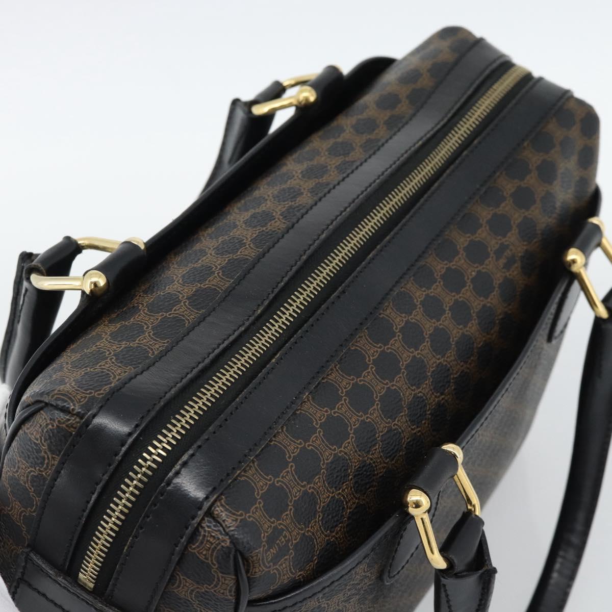 CELINE Macadam Canvas Hand Bag PVC Leather Black Gold Auth mr2745A