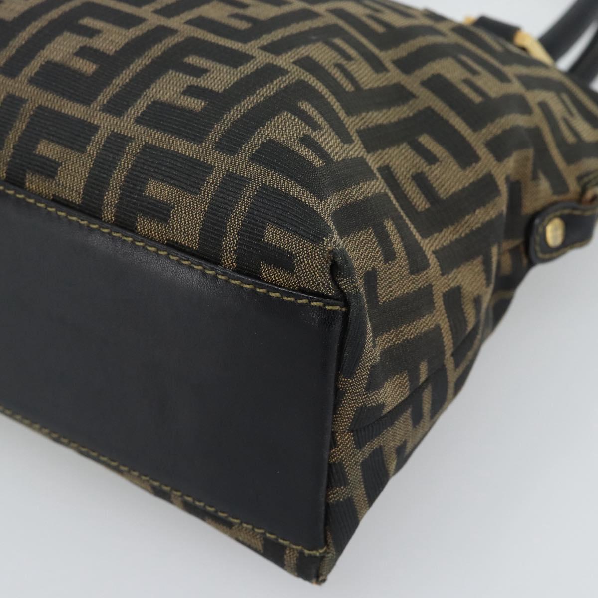 FENDI Zucca Canvas Hand Bag Black Brown Auth mr2746