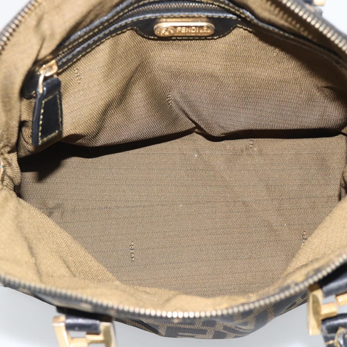 FENDI Zucca Canvas Hand Bag Black Brown Auth mr2746
