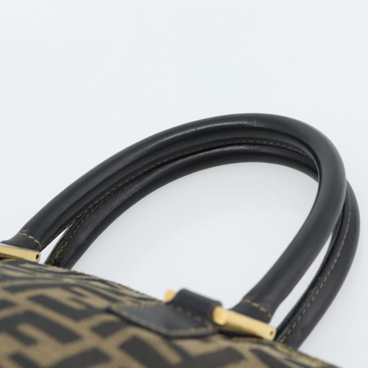 FENDI Zucca Canvas Hand Bag Black Brown Auth mr2746