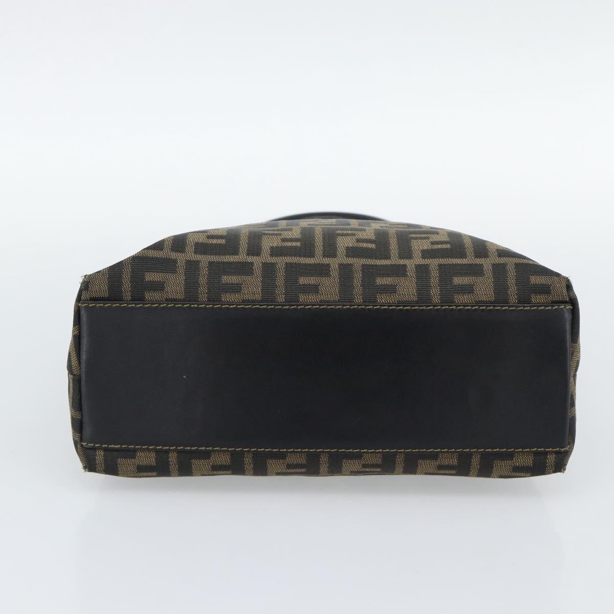 FENDI Zucca Canvas Hand Bag Black Brown Auth mr2746