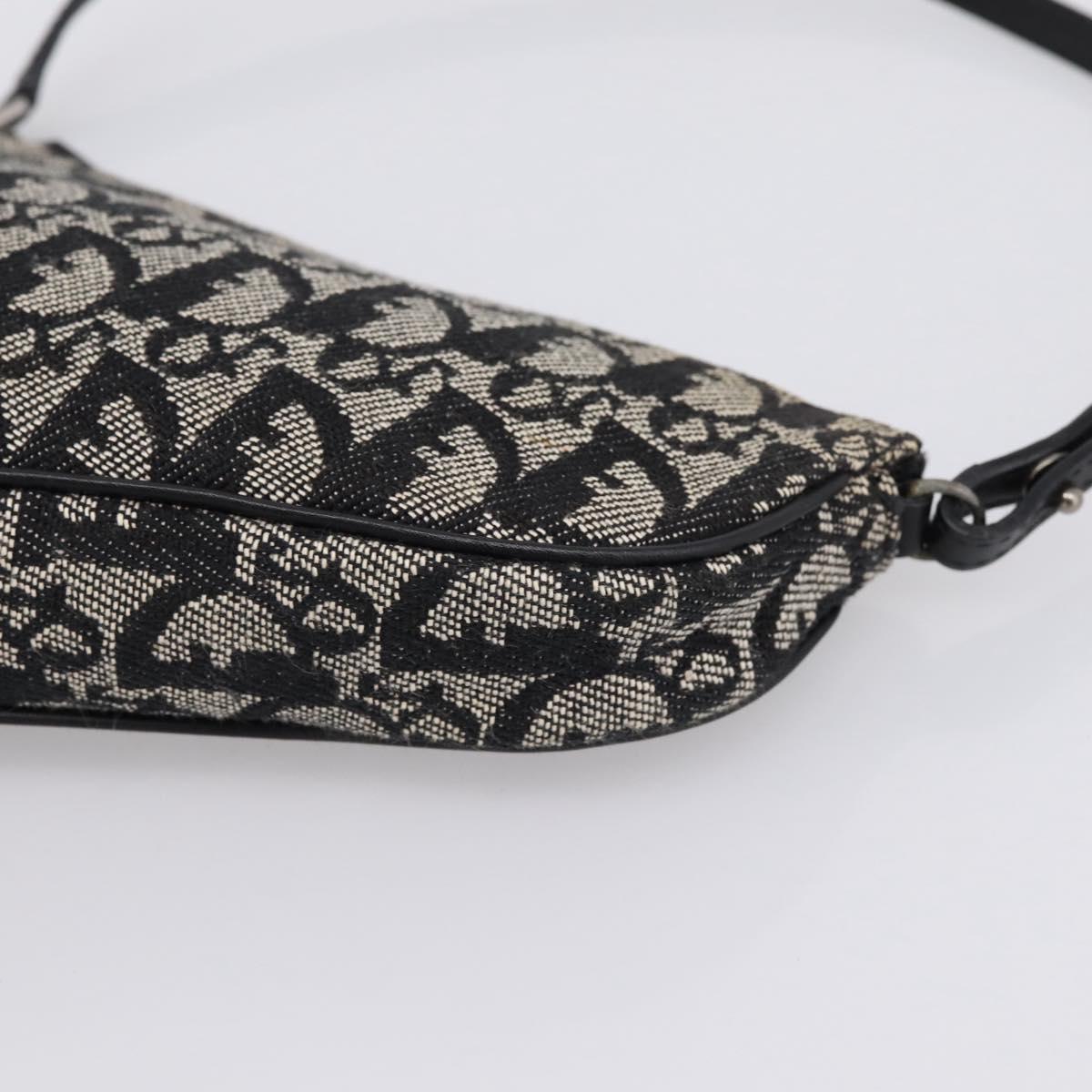 Christian Dior Trotter Canvas saddle Accessory Pouch Black Silver Auth mr2747A