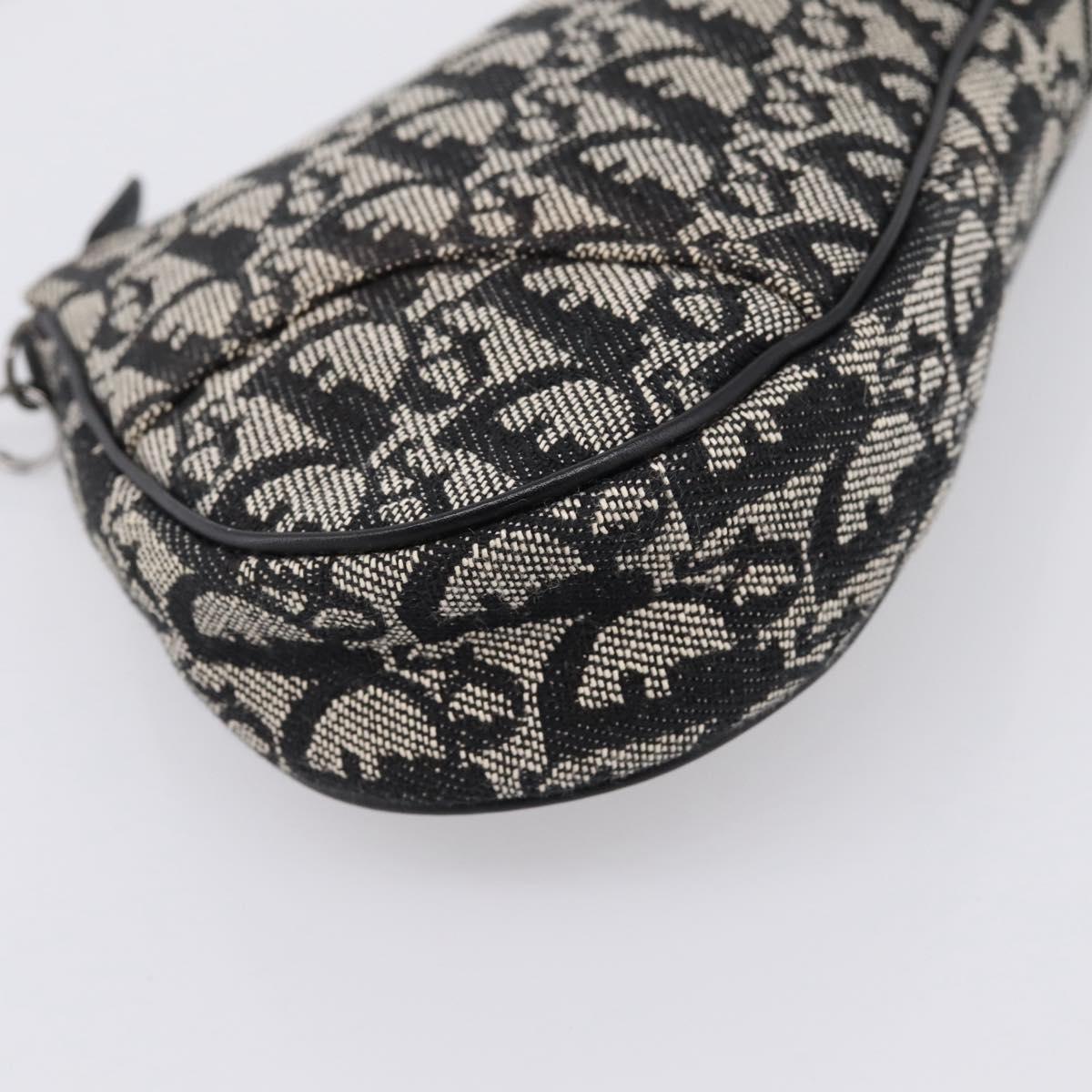 Christian Dior Trotter Canvas saddle Accessory Pouch Black Silver Auth mr2747A