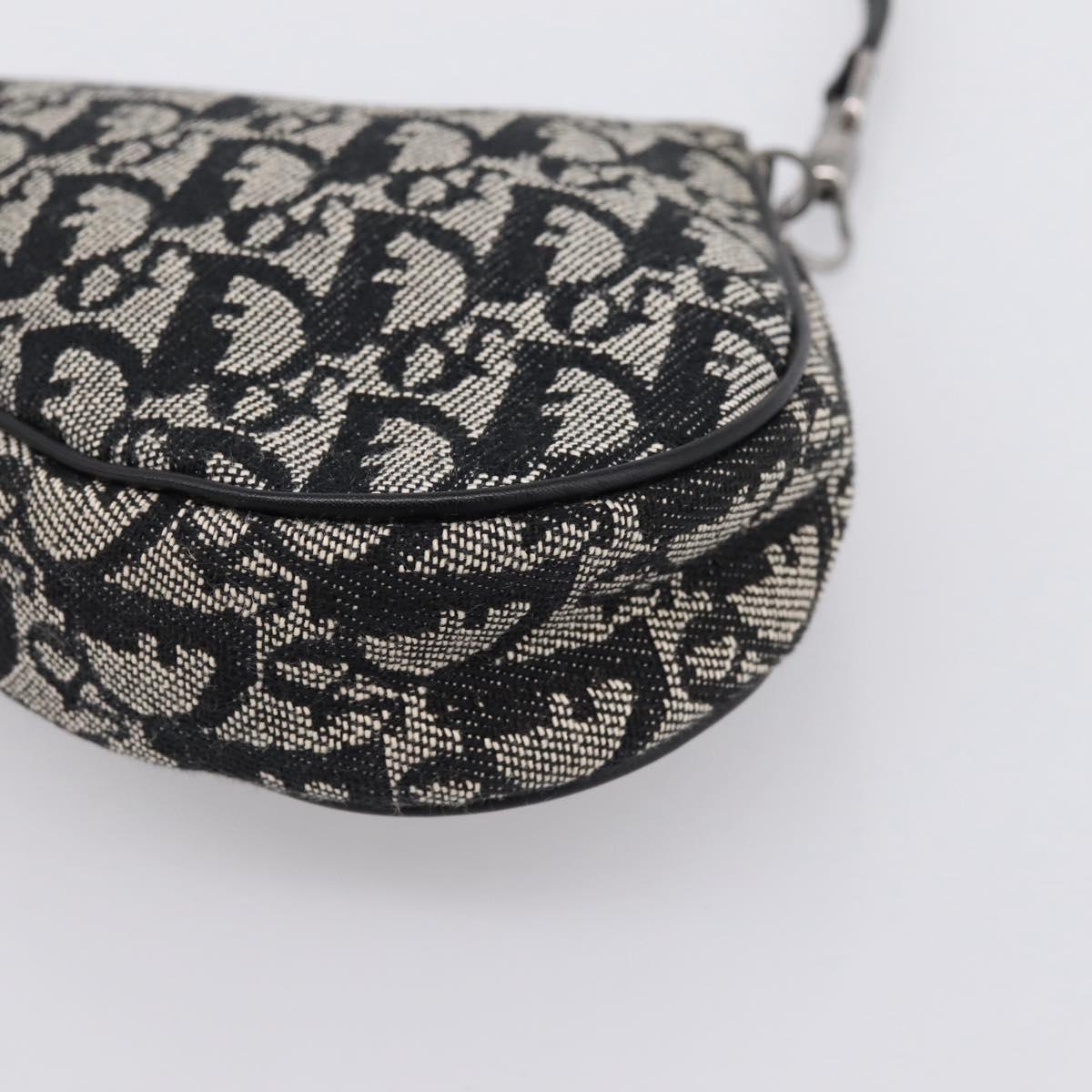 Christian Dior Trotter Canvas saddle Accessory Pouch Black Silver Auth mr2747A