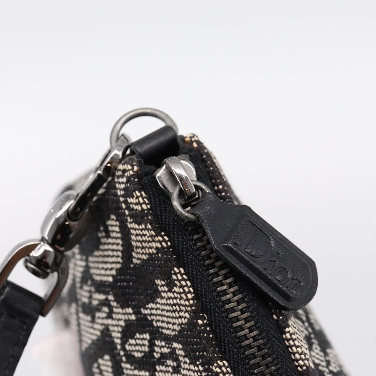 Christian Dior Trotter Canvas saddle Accessory Pouch Black Silver Auth mr2747A