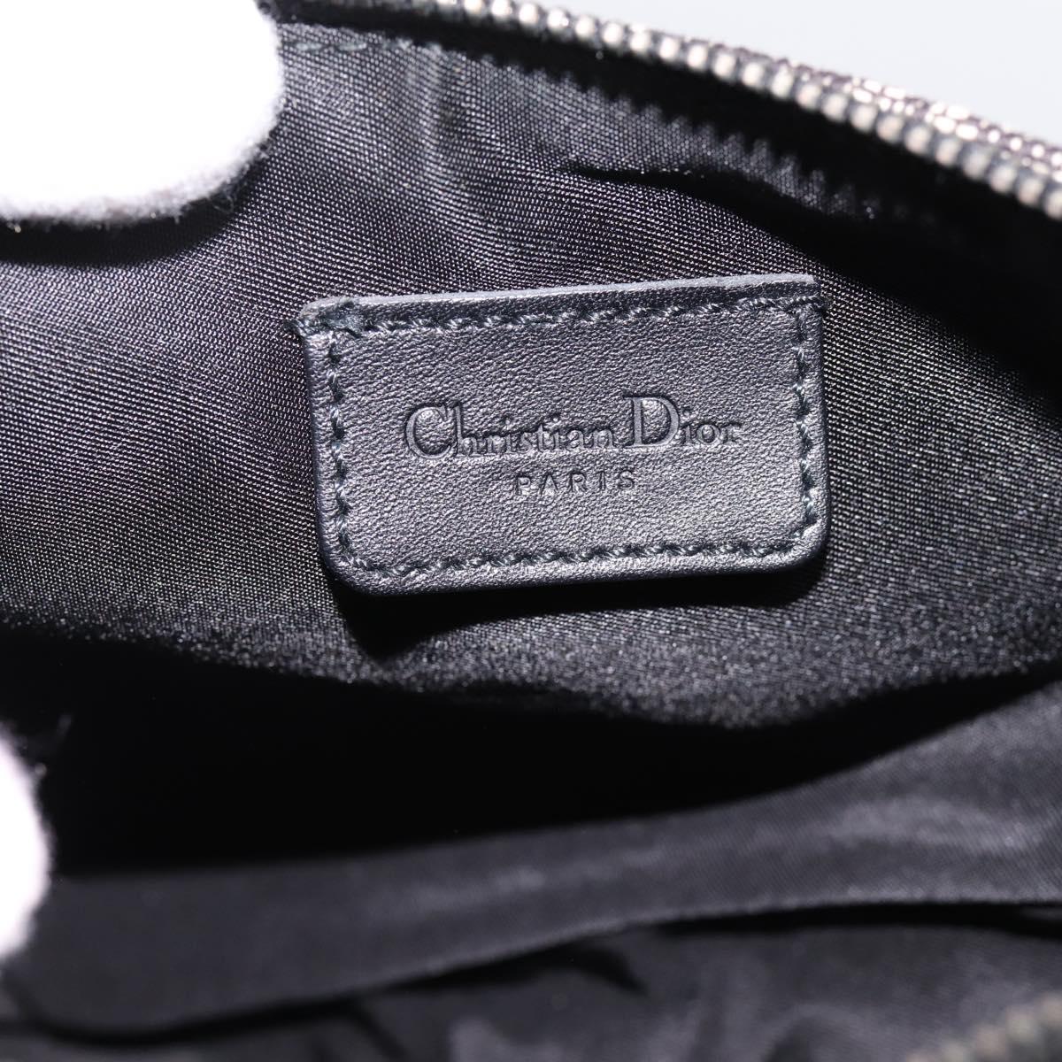 Christian Dior Trotter Canvas saddle Accessory Pouch Black Silver Auth mr2747A