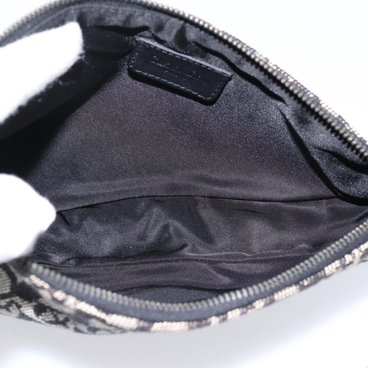 Christian Dior Trotter Canvas saddle Accessory Pouch Black Silver Auth mr2747A