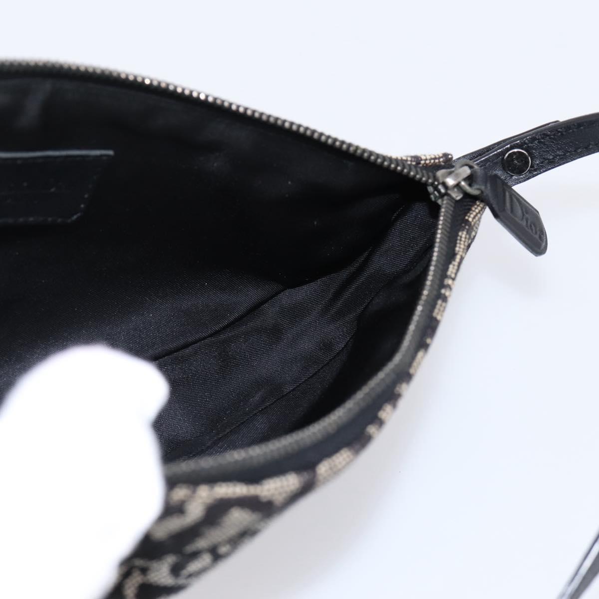Christian Dior Trotter Canvas saddle Accessory Pouch Black Silver Auth mr2747A