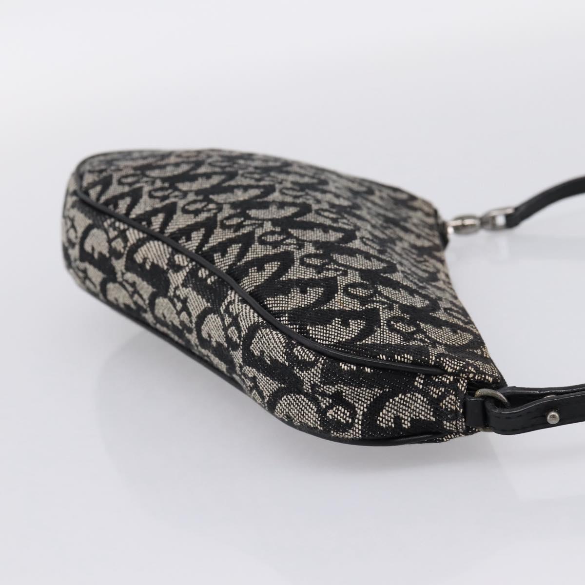 Christian Dior Trotter Canvas saddle Accessory Pouch Black Silver Auth mr2747A