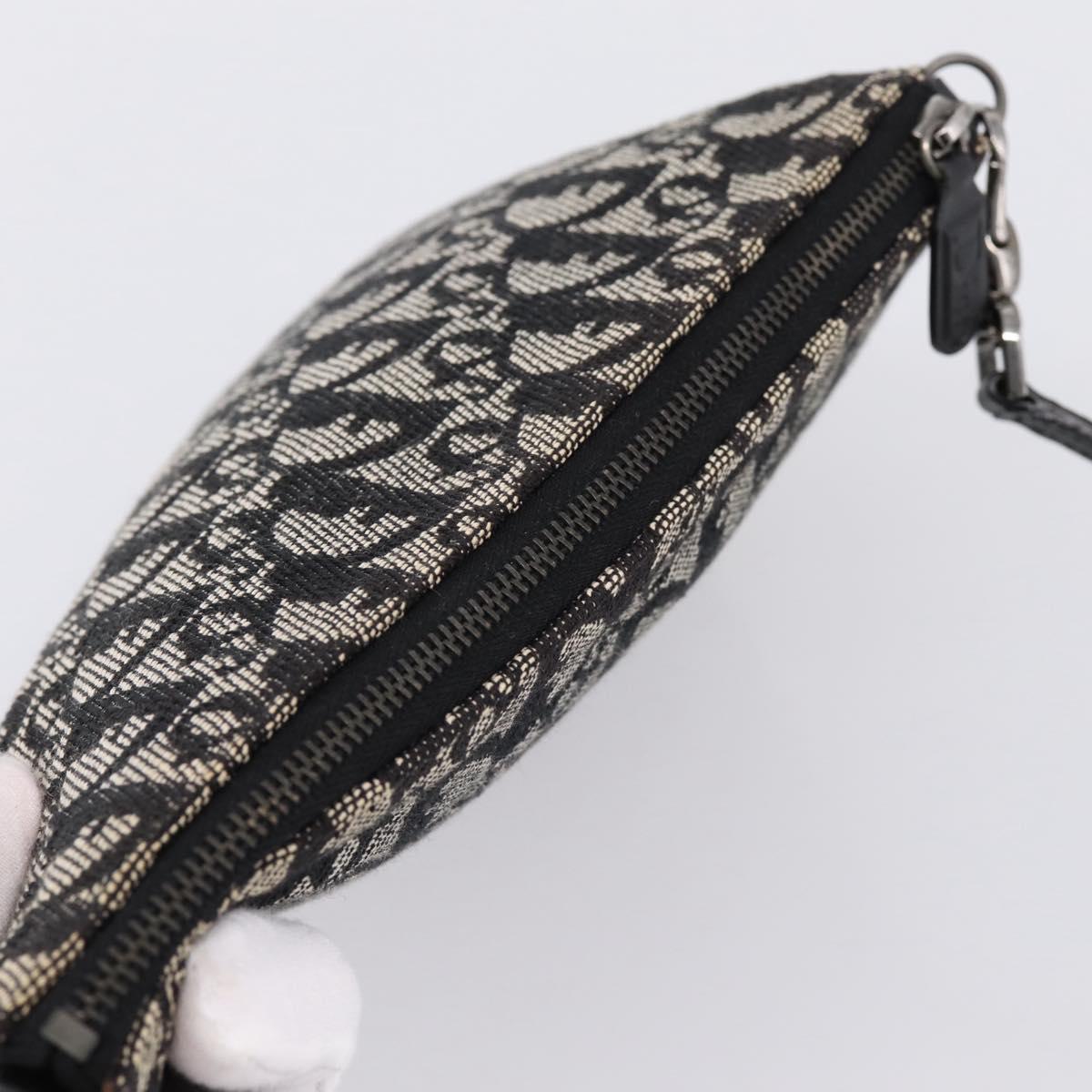 Christian Dior Trotter Canvas saddle Accessory Pouch Black Silver Auth mr2747A