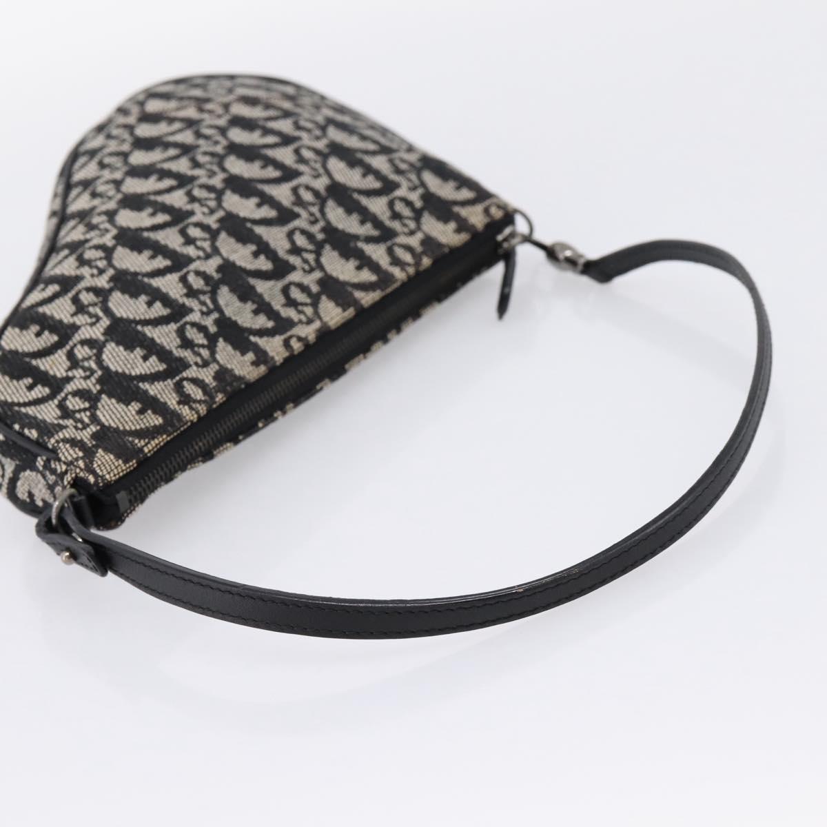 Christian Dior Trotter Canvas saddle Accessory Pouch Black Silver Auth mr2747A