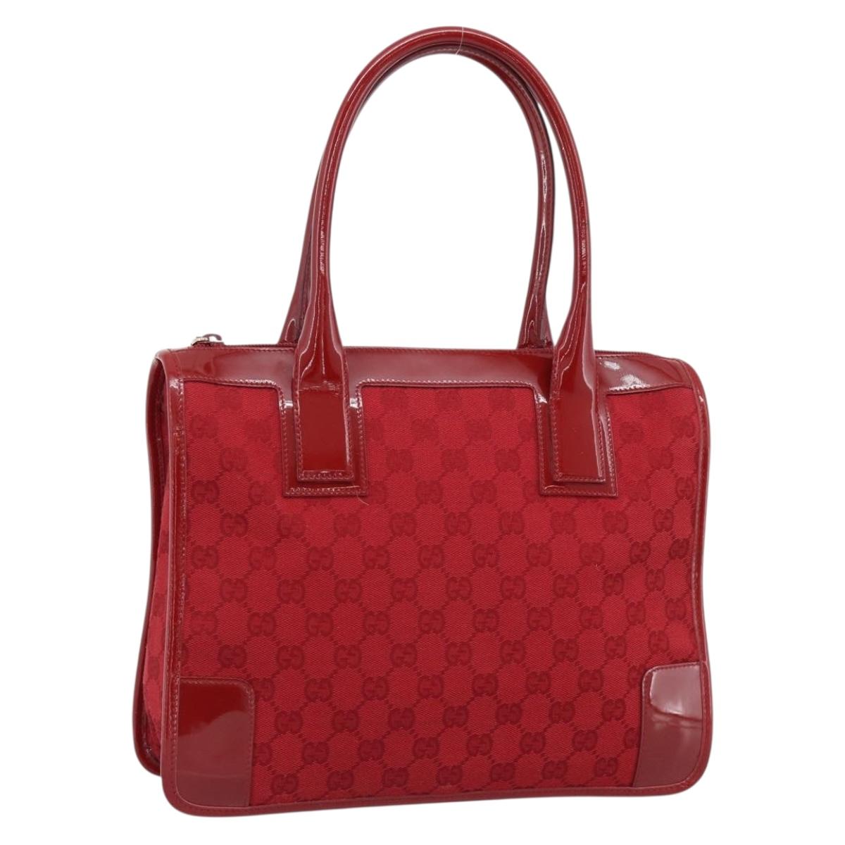 GUCCI GG Canvas Hand Bag Red Gold 000 0855 Auth mr2748