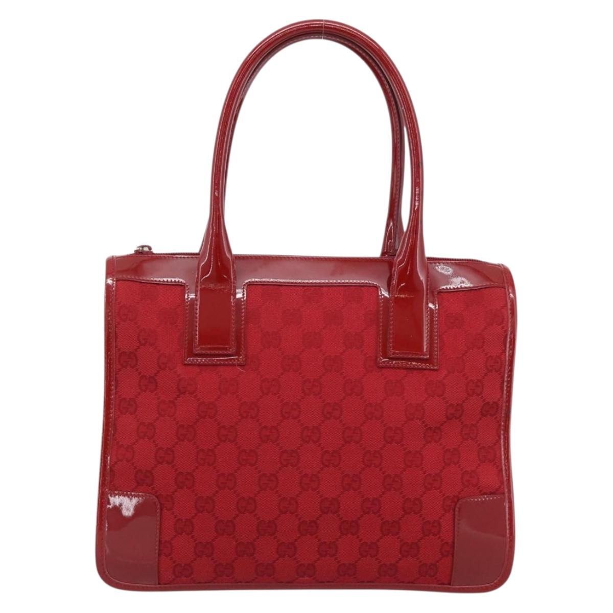 GUCCI GG Canvas Hand Bag Red Gold 000 0855 Auth mr2748