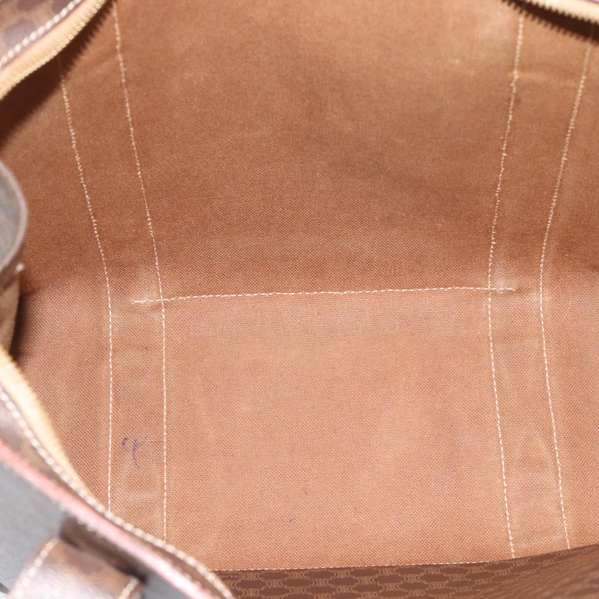 CELINE Macadam Canvas Tote Bag PVC Leather Brown Gold Auth mr2749