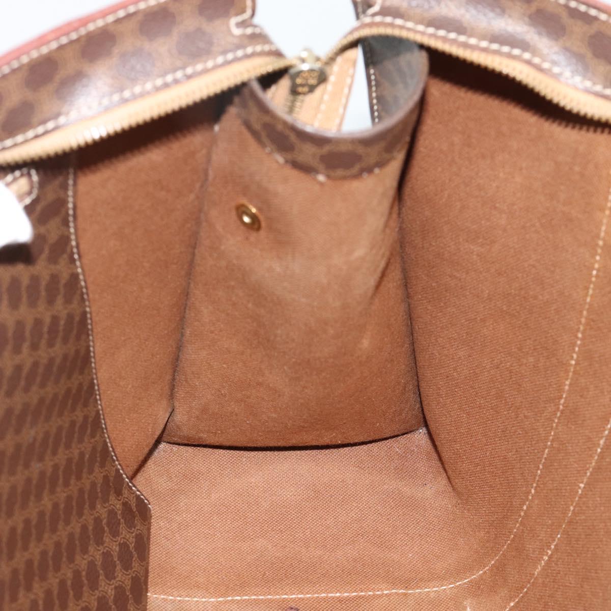 CELINE Macadam Canvas Tote Bag PVC Leather Brown Gold Auth mr2749